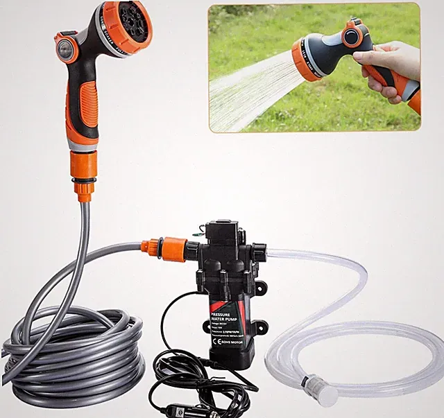 Portable Intelligent 12 volt Electric Pressure Washer Pump 120W 80PSI washing ki