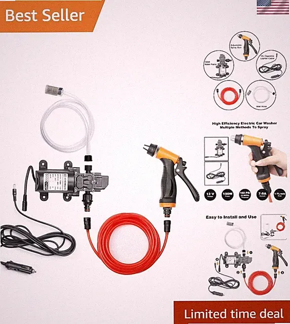 Portable Intelligent Electric Pressure Washer Pump 100W 160 PSI 12V Portable...
