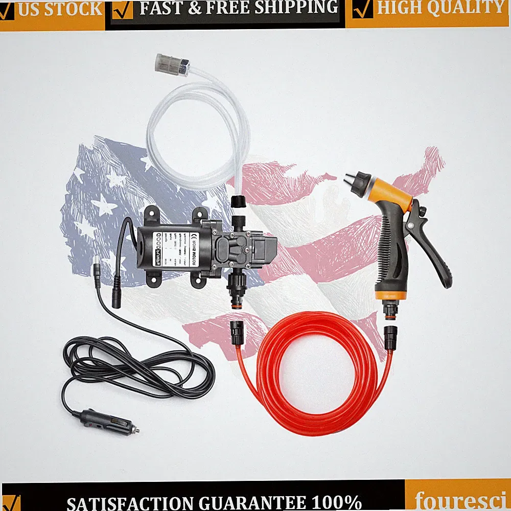 Portable Intelligent Electric Pressure Washer Pump 12V 100W 160 PSI w/ 20FT Hose