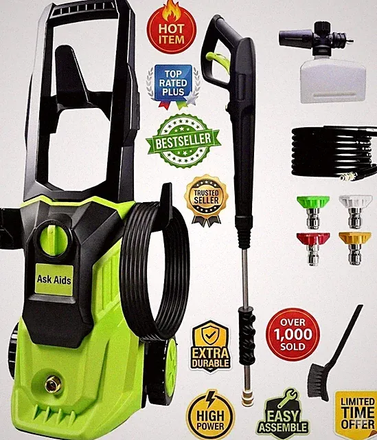 Portable Power Washer 4 Quick Connect Nozzles High Cleaning Machine for Car