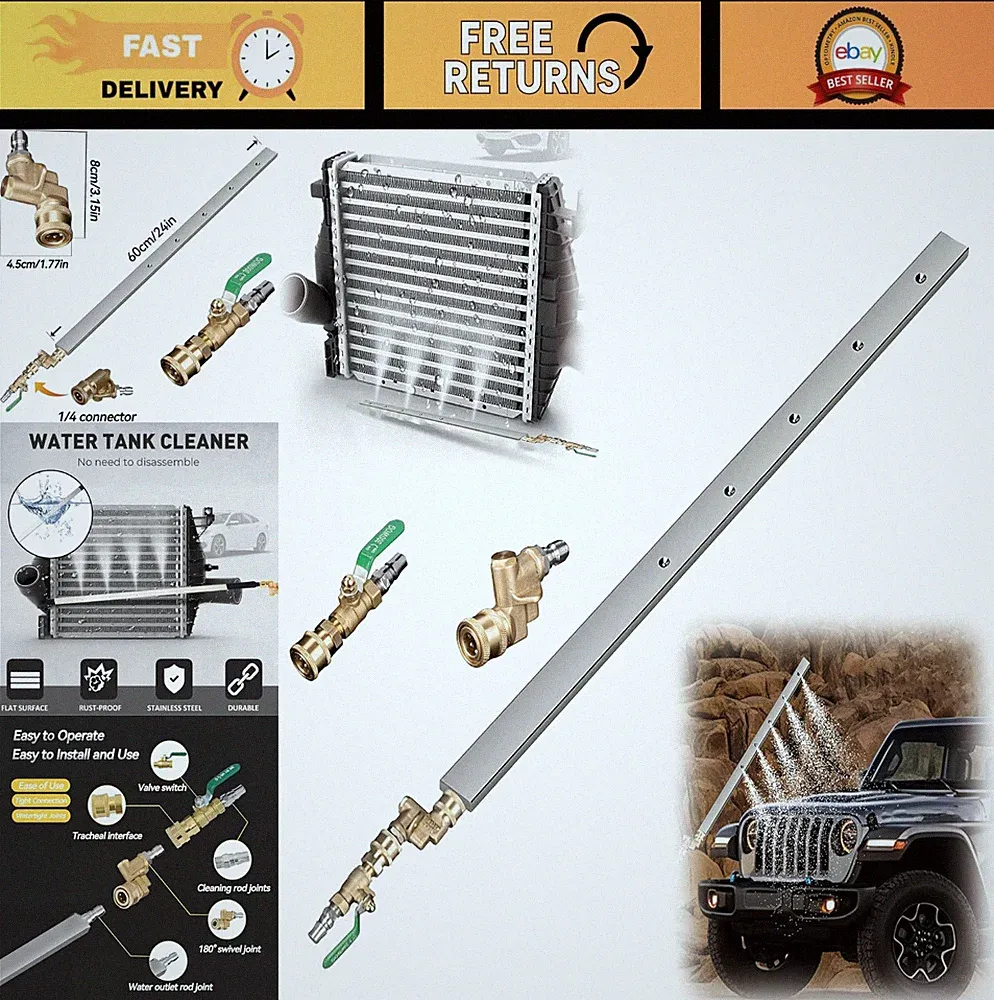 Portable Pressure Washer Cleaning Wand - 24in Radiator & Drain Cleaner Tool for