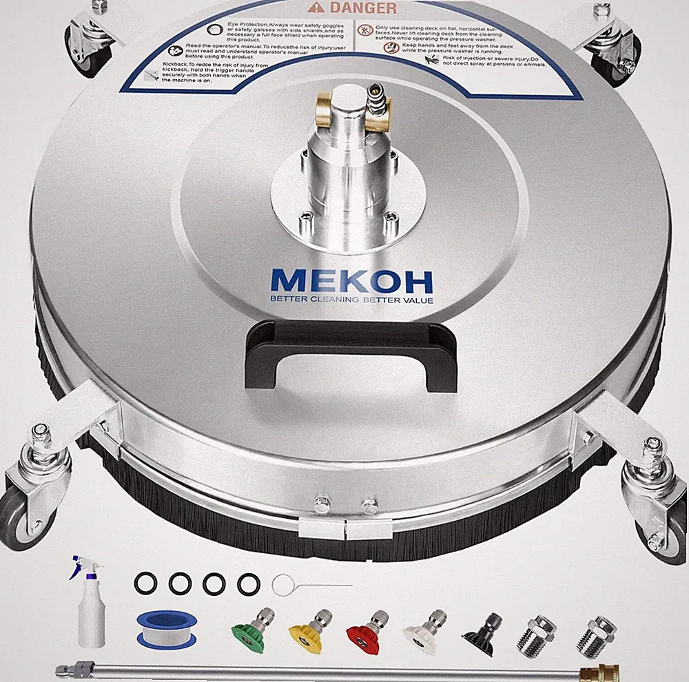 Powe 4500 Stainless Pressure Surface Cleaner Steel PSI,4 Wheels 18" MEKOH Washer
