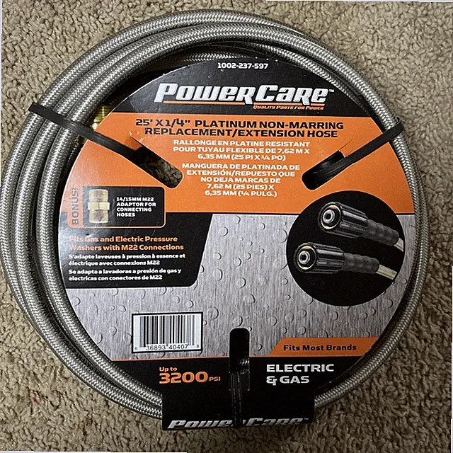 Power Care 25ft x ¼" 3200psi M22 Connector Pressure Washer Hose Non-Marring