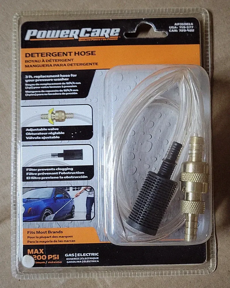 Power Care AP31081A Detergent Hose 3' Replacement for Pressure Washer powercare
