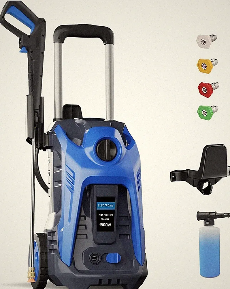 Power Washer 1500 PSI 1.4 GPM Pressure Washer 4 Nozzles, 500ml Foam Cannon Clean