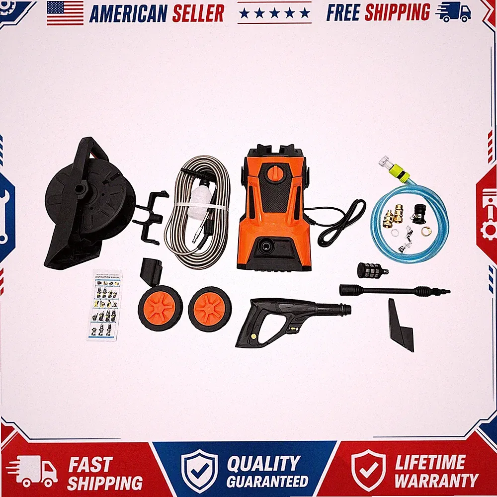 Power Washer 4.0 GPM Car Washing Machine w/ 4 Nozzles w/ Hose Reel & Foam Cannon