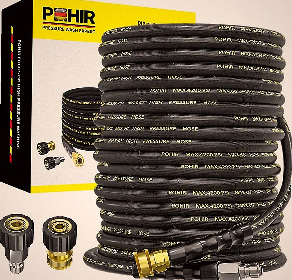 Power Washer Hose 125FT, High Pressure Washer Hose with 3/8'' Quick Connector, S