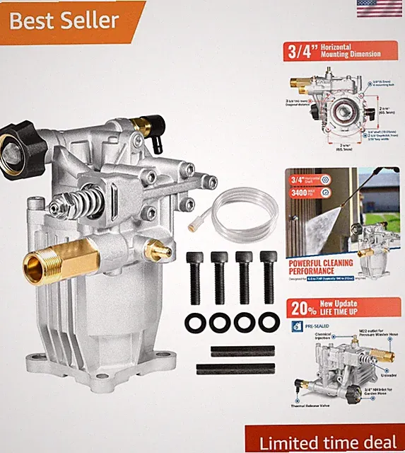 Power Washer Upgrade: 3400 PSI 2.5 GPM Pump - Fits Honda, Karcher and More