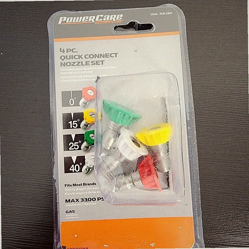 PowerCare 4 Piece Pressure Washer Nozzle Set - Gas / Electric 2000-3300 PSI