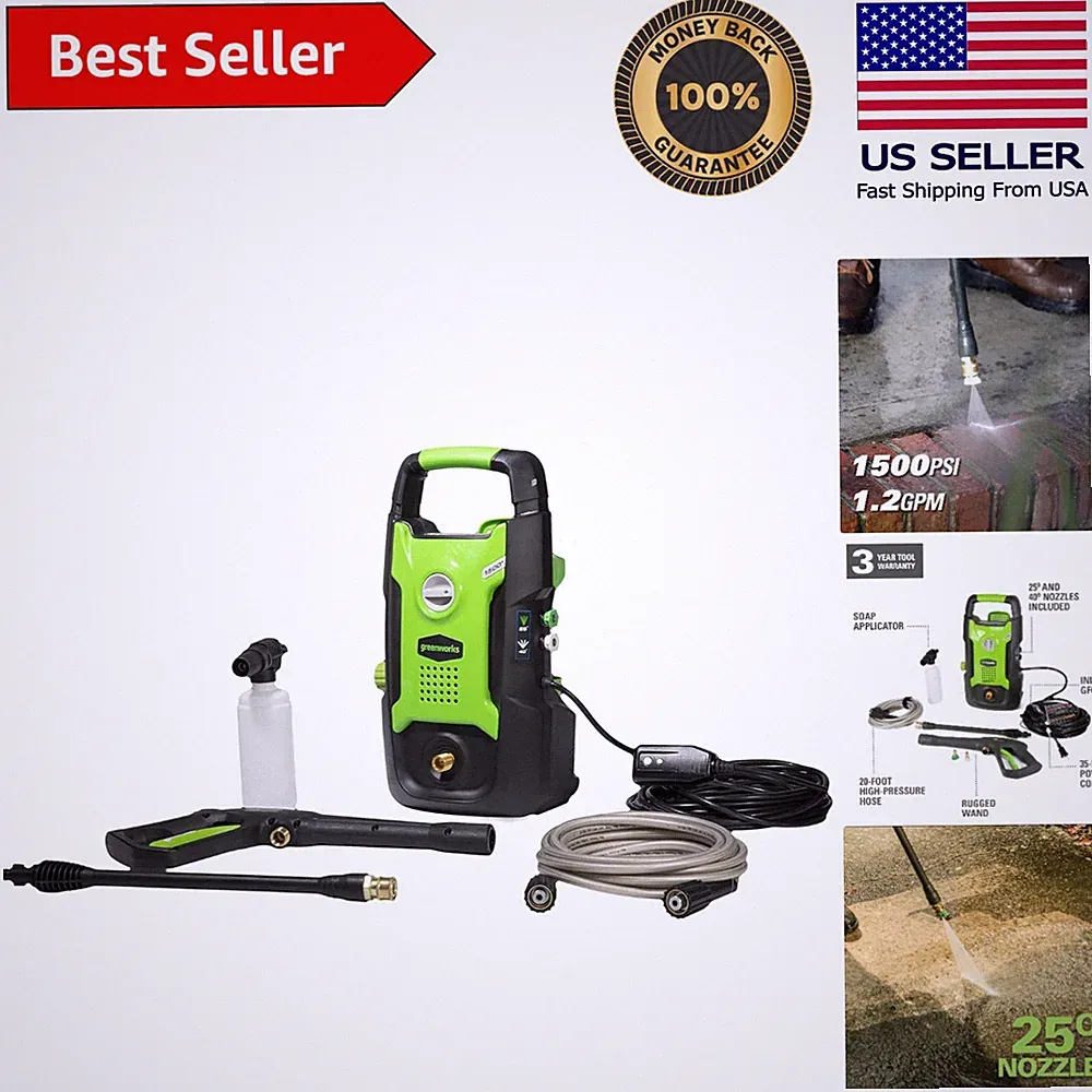 Powerful 1500 PSI Hand-Carry Pressure Washer - Multi-Surface Cleaning Made Easy