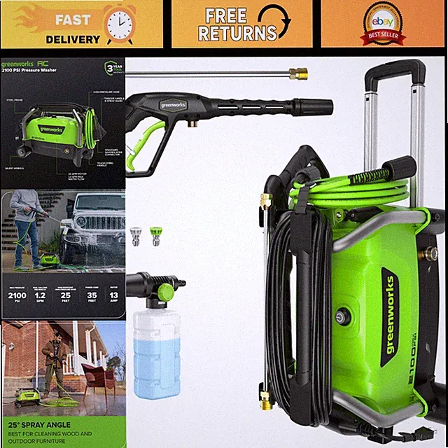 Powerful 2100 PSI Electric Pressure Washer - 1.2 GPM, Compact & Efficient Cleani