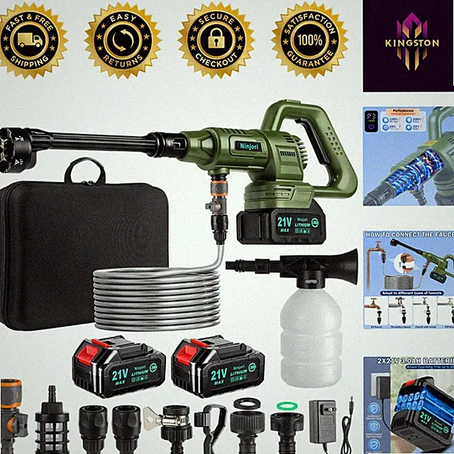 Powerful 6-in-1 Foam Cannon & 26.2ft Hose: The Ultimate Battery Pressure Washer