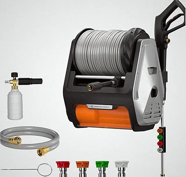 Powerful Wall-Mounted Electric Pressure Washer 1800W, 3700PSI, 100ft Hose