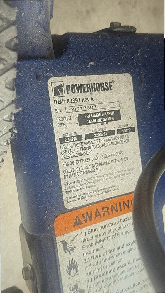 Powerhorse 3200 PSI Gas Cold Water Pressure Washer 196cc QC w/ Hose, Gun, Wand