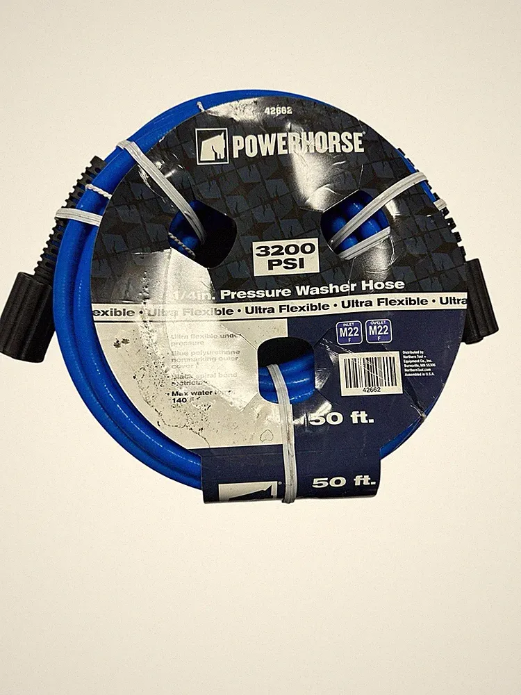 Powerhorse 42662, Ultra Flex Pressure Washer Hose, 1/4in. x 50ft., 3200 PSI NEW