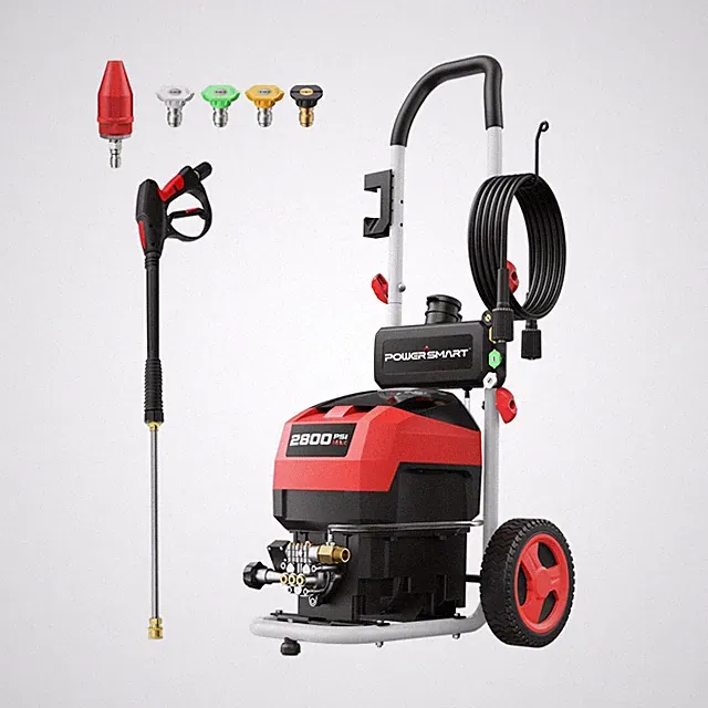 PowerSmart 2800 PSI Electric Pressure Washer with 2.0 GPM, 8" Wheels, 5 Nozzl...