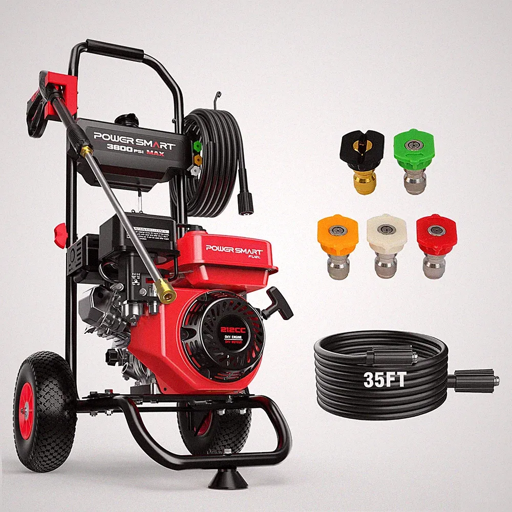 Powersmart 3800PSI Gas Pressure Washer w/ 5 Adjustable Nozzles and 212Cc Engine