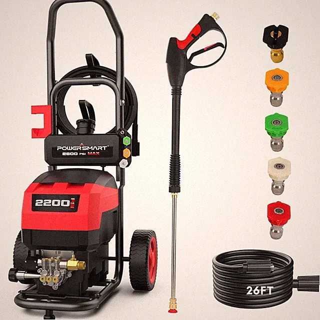 PowerSmart Electric Pressure Washer 2200 PSI 1.2 GPM 5 Nozzles Metal Wand