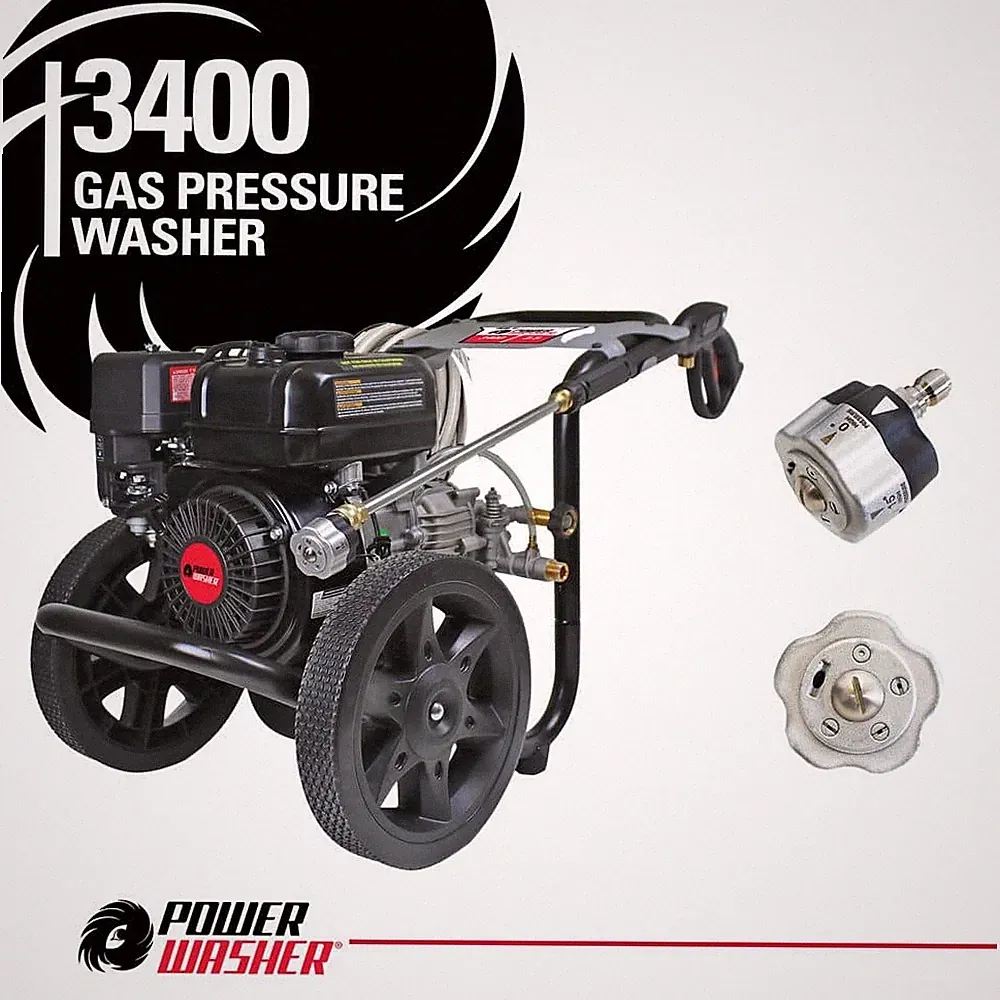 Powerwasher 3400 PSI 2.5 GPM Gas Pressure Washer, 5 in 1 Nozzle, Soap Tank