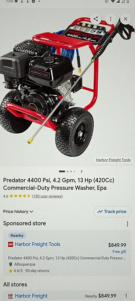 Predator 4400 PSI 4.2 GPM 13HP 420cc Gas Pressure Washer Wheel-Mounted