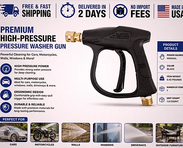 **Premium High-Pressure Pressure Washer Gun – Car Wash Cleaning Sprayer for Cars