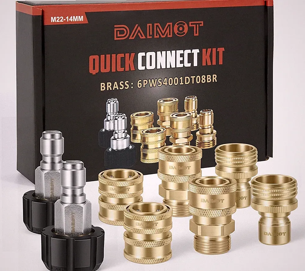 Premium Pressure Washer Quick Connect Kit, M22 Swivel to 3/8'' Quick Connect, 3/