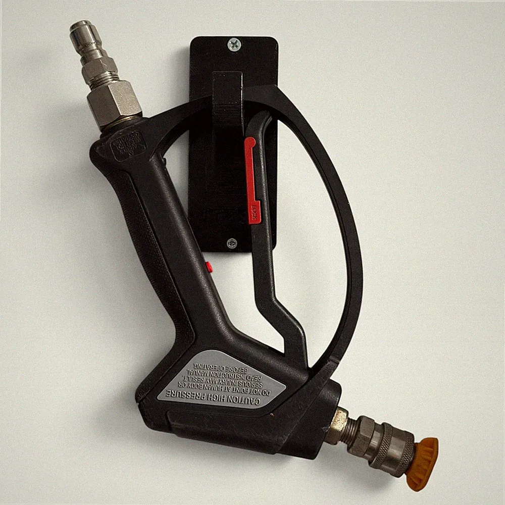 Premium Wall Mount Pressure Washer Short Gun Holder Universal Fit Black