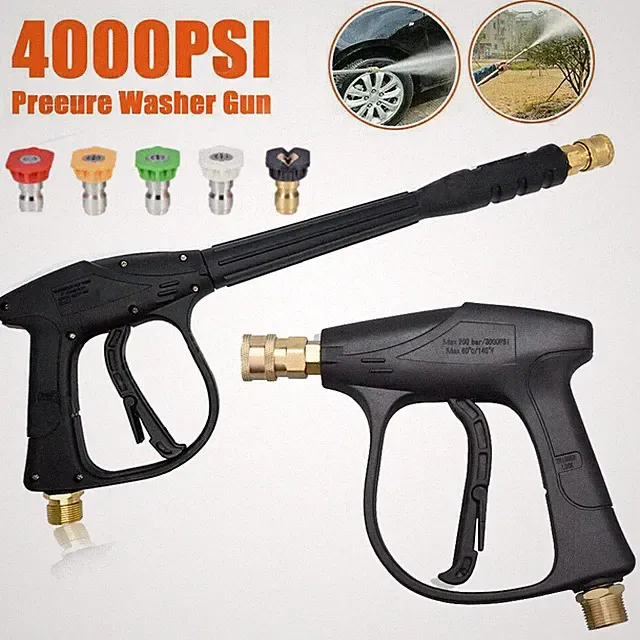 Pressure 4000PSI Car Power Washer Gun Spray Wand Lance Nozzle Hose Kit M22 M14