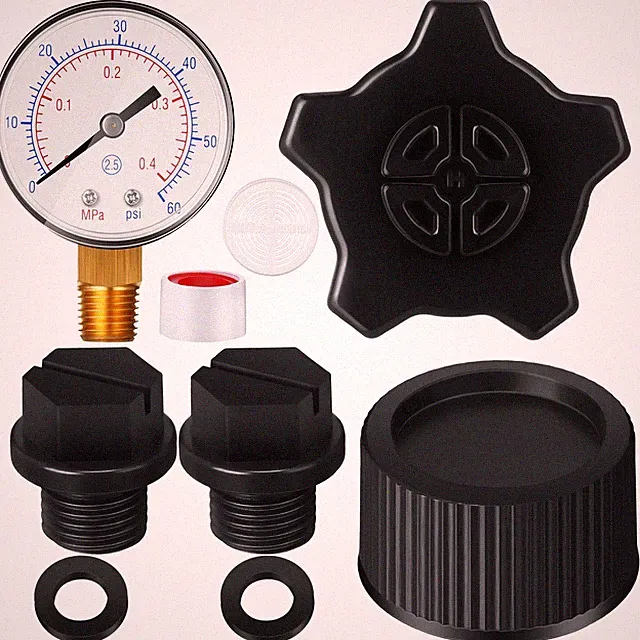 Pressure Gauge Replacement Drain Cap & Pipe Plug with Gasket for Pool Filters