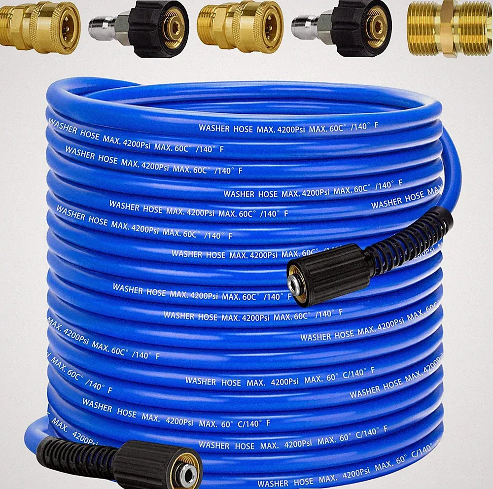 Pressure Power Washer Hose 100 FT X 1/4", Super Flexible Kink Resistant Car Wash