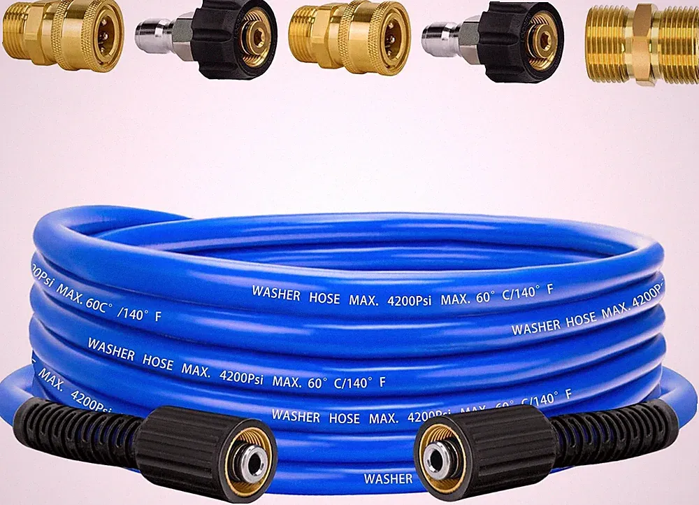 Pressure Power Washer Hose 25 FT x 1/4", Super Flexible Kink Resistant Car Wa...
