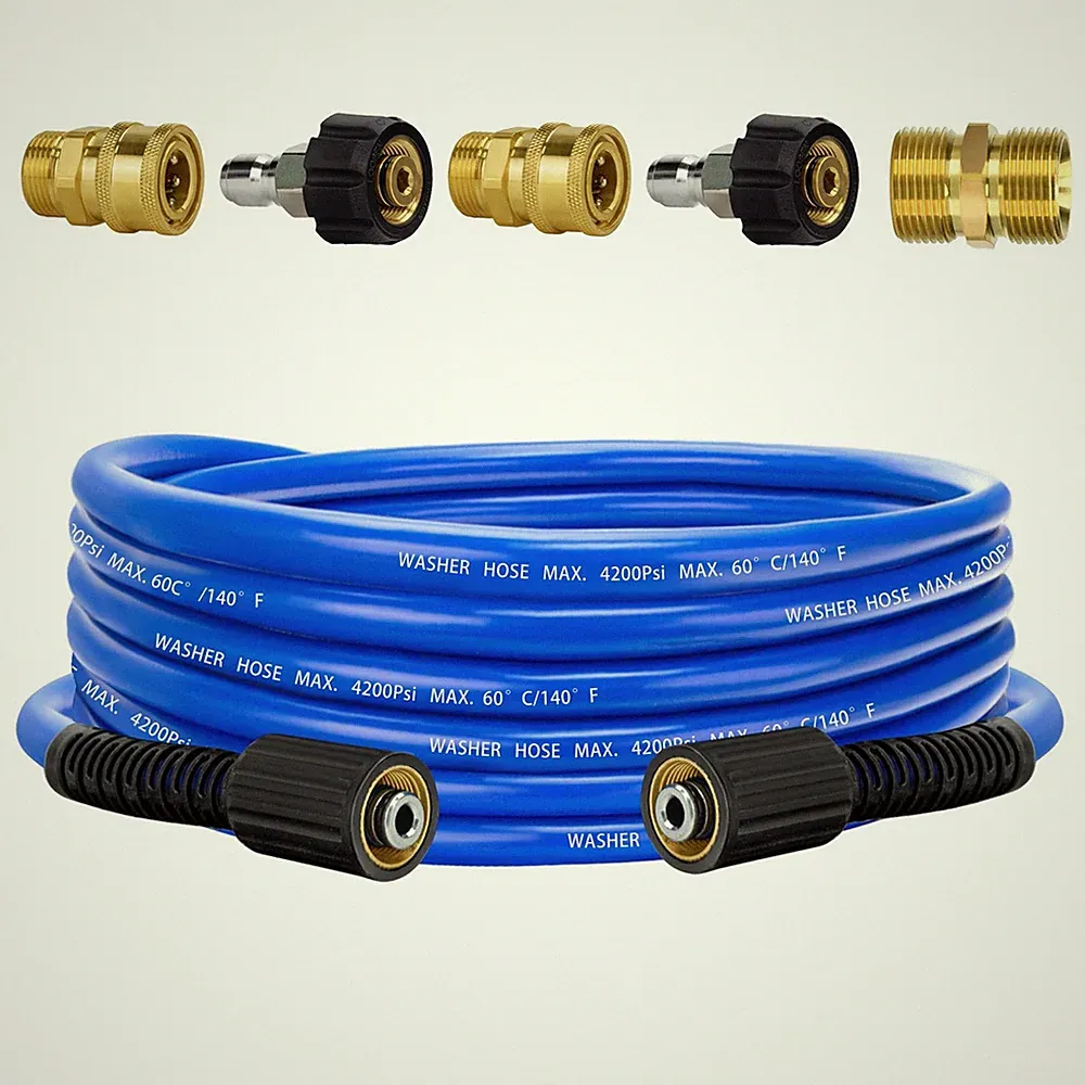 Pressure Power Washer Hose 25 FT x 1/4", Super Flexible Kink Resistant Car Wa...