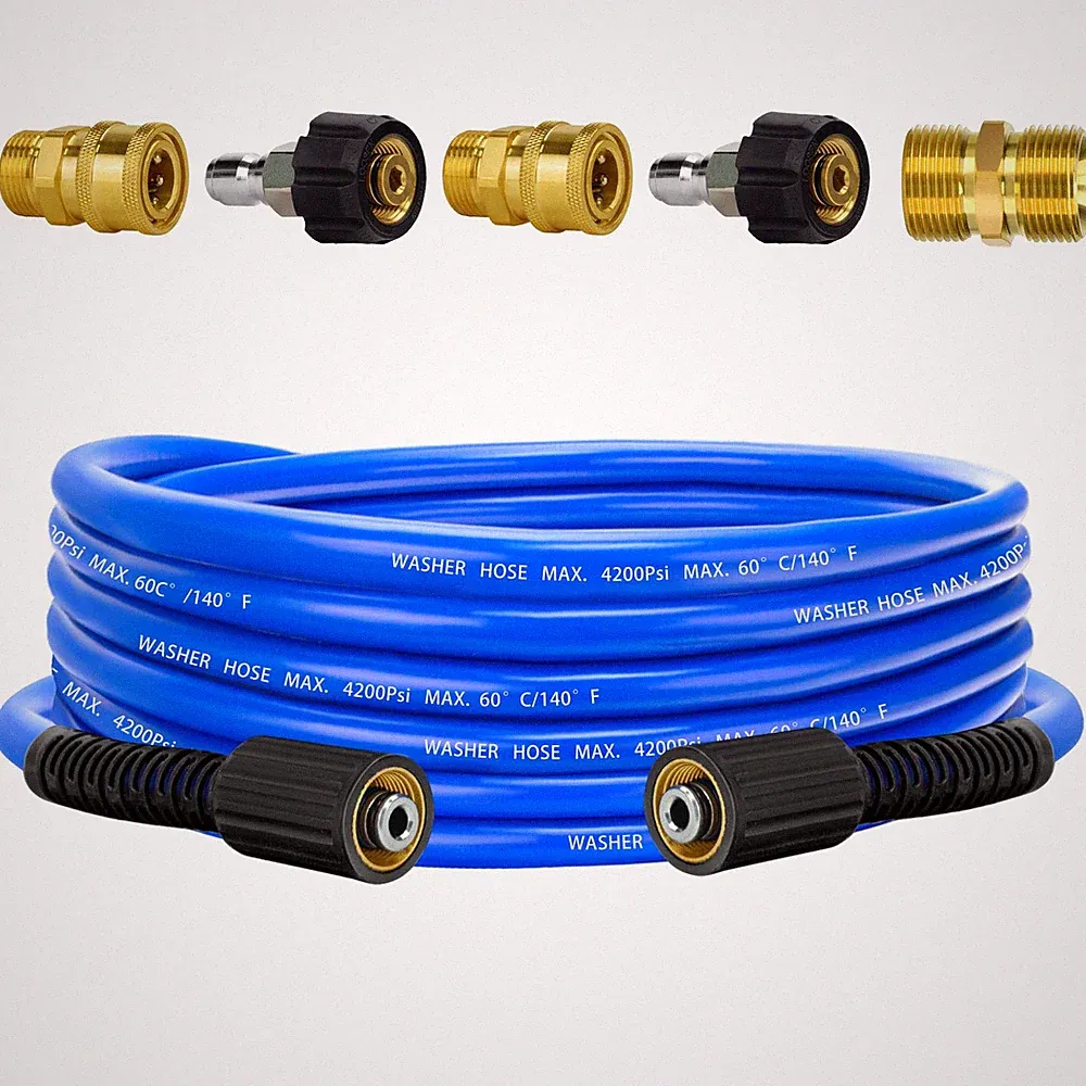 Pressure Power Washer Hose 25 FT x 1/4", Super Flexible Kink Resistant Car Wa...