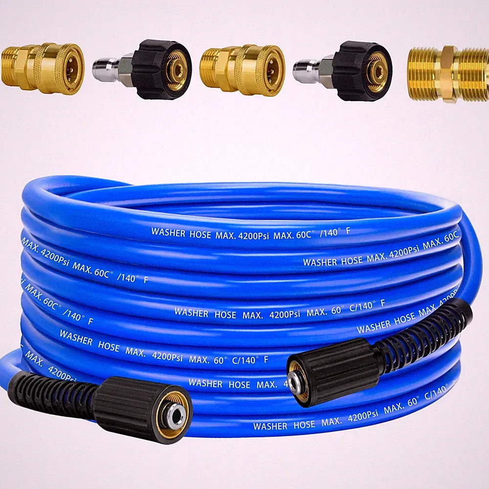 Pressure Power Washer Hose 30 FT x 1/4", Super Flexible Kink Resistant Car Wa...