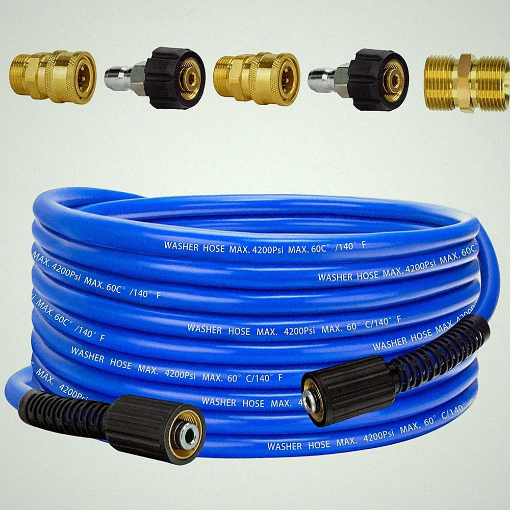 Pressure Power Washer Hose 30 FT x 1/4", Super Flexible Kink Resistant Car Wa...