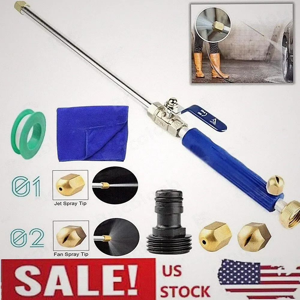 Pressure Power Washer Wall Water Spray Gun Nozzle Wand Attachment High Hose Jet
