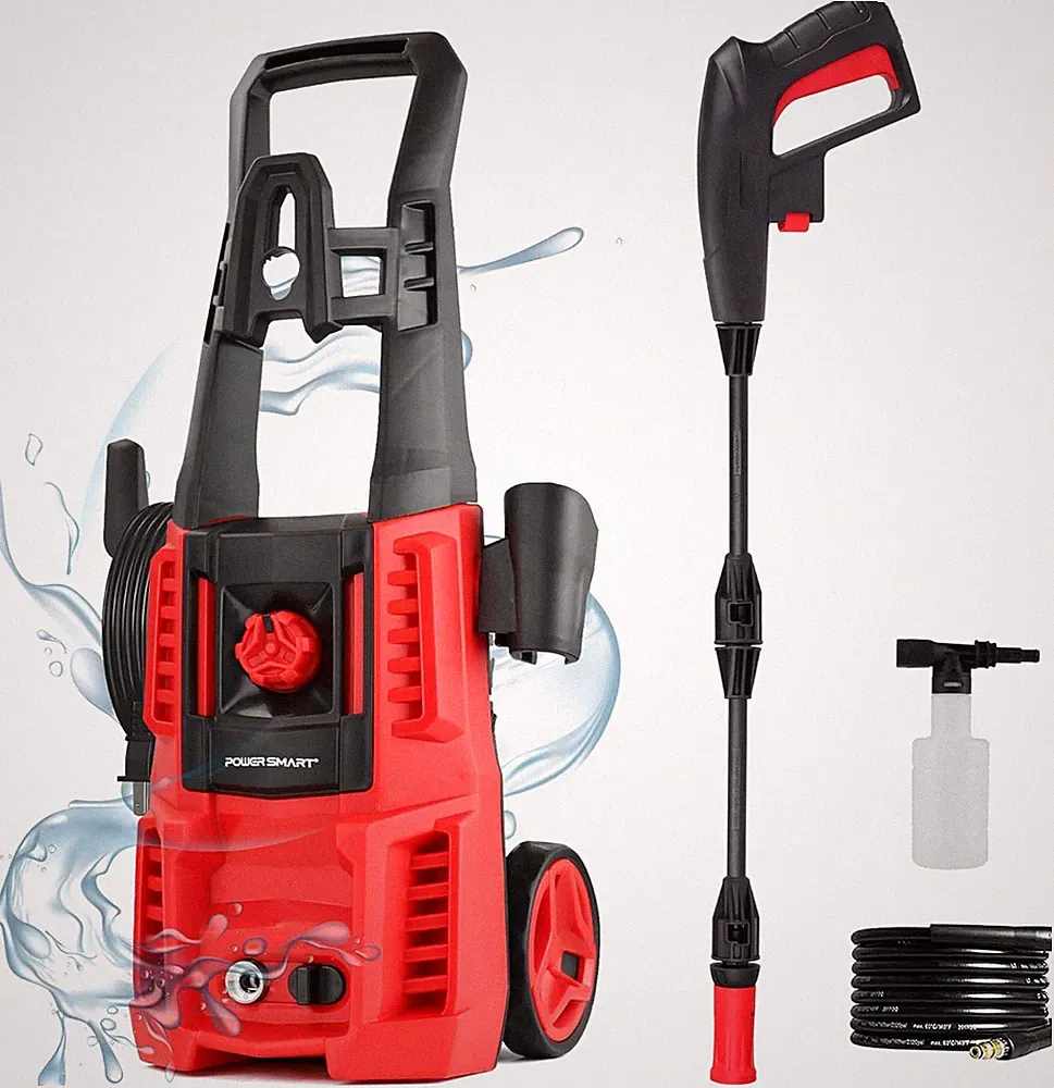 Pressure Washer, 1850 PSI Max,1.0 GPM, 5" Wheels, 18M Cord/Hose Length Electric