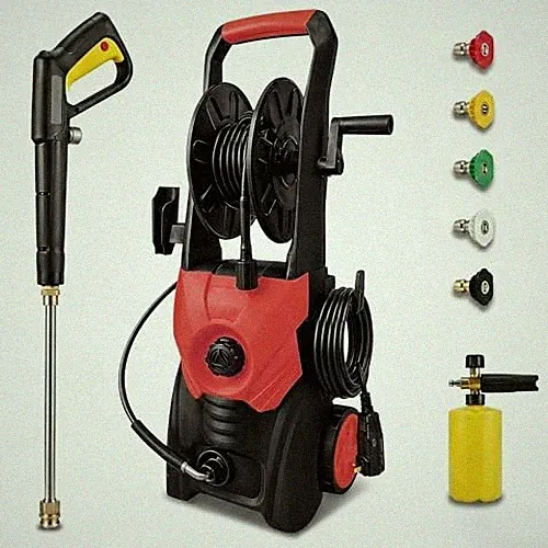 Pressure Washer 2000 PSI with Hose Reel, 1625W Coiled-wire style Orange-red