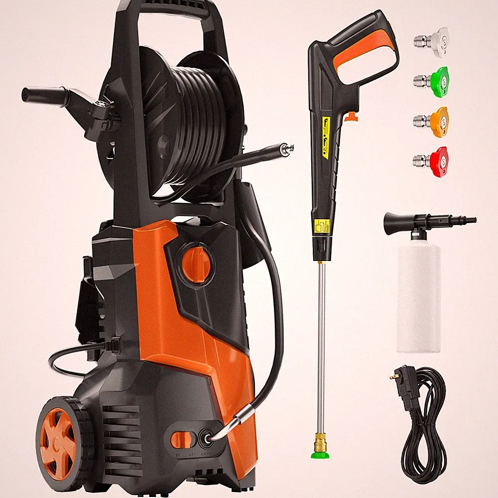 Pressure Washer 4000PSIMAX 3.5GPM, Retractable Hose Reel, 4 Nozzles, for Patio