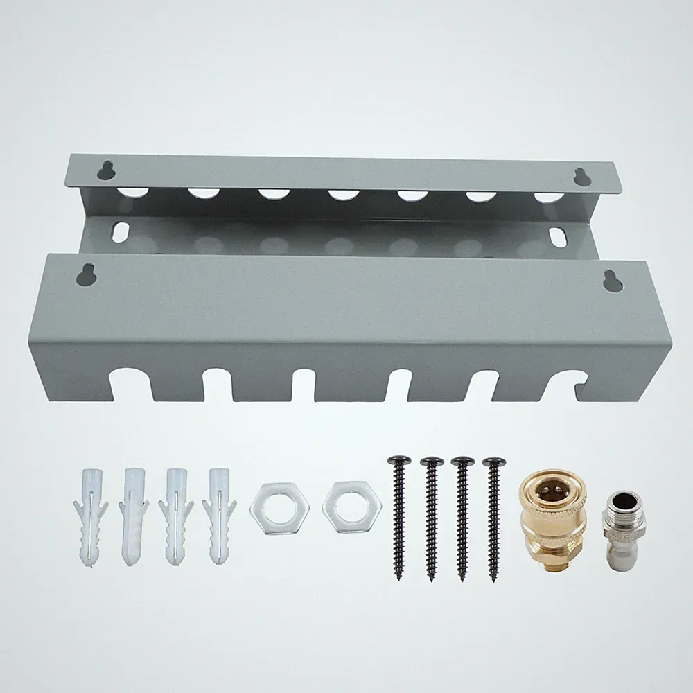Pressure Washer Accessories Storage Rack 2pc 1/4" Quick Connect Wall Mount Gray