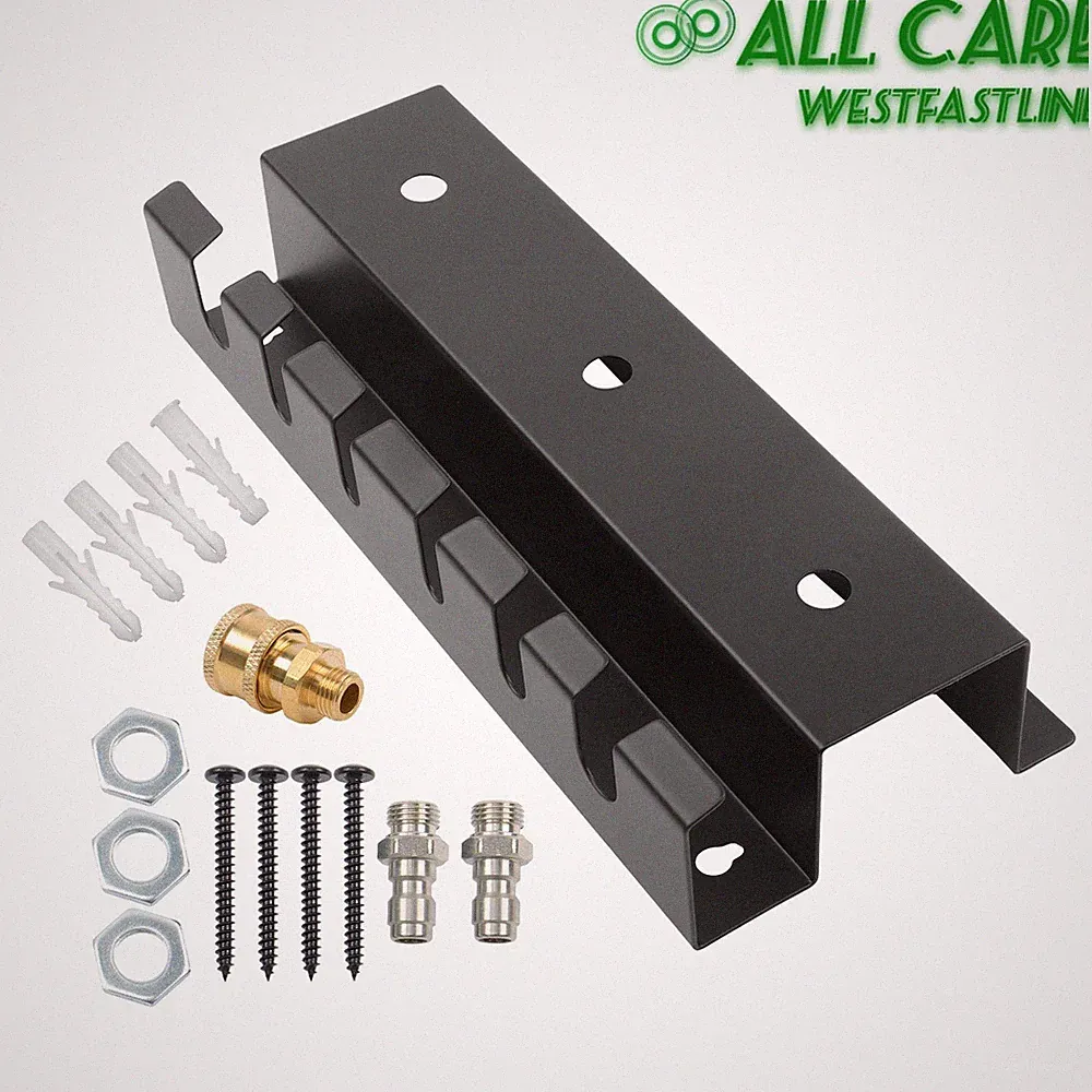 Pressure Washer Accessories Storage Rack 3pc 1/4" Quick Connect Wall Mount Black