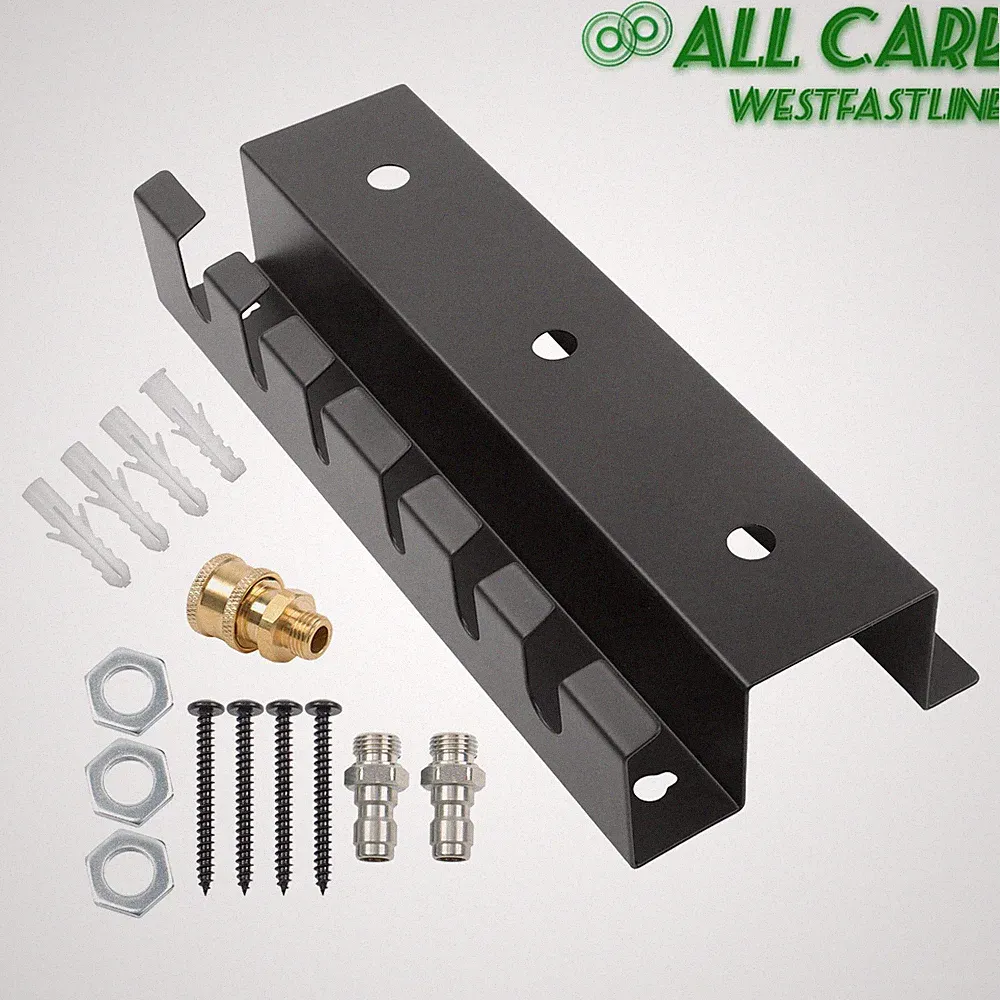 Pressure Washer Accessories Storage Rack 3pc 1/4" Quick Connect Wall Mount Black