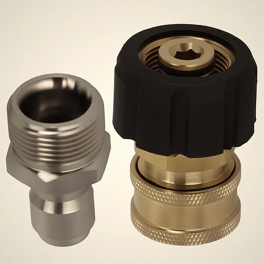 Pressure Washer Adapter M22 14mm Female to 3/8" Male Quick Connect Brass 2pc
