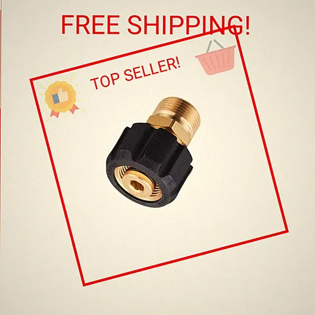 Pressure Washer Adapter, M22 15mm Female to M22 14mm Male Fitting, 5000 PSI