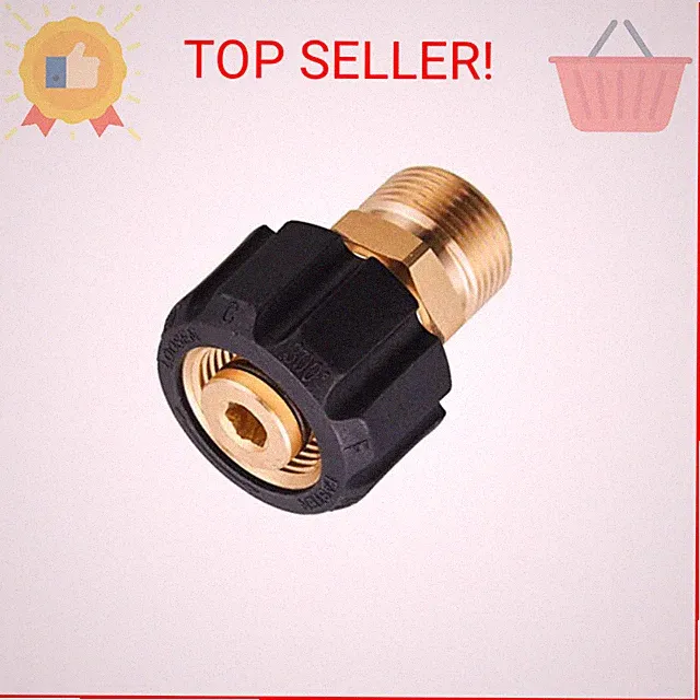 Pressure Washer Adapter, M22 15mm Female to M22 14mm Male Fitting, 5000 PSI