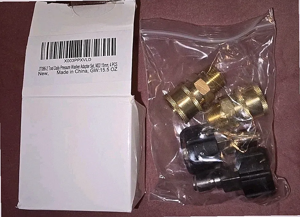 Pressure Washer Adapter Set, Quick Connect Kit, Metric M22 15mm Female to M22...