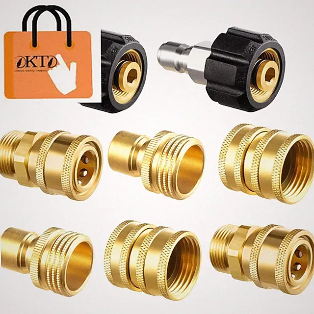 Pressure Washer Adapter Set, Quick Disconnect Kit, 8 Sets, Brass