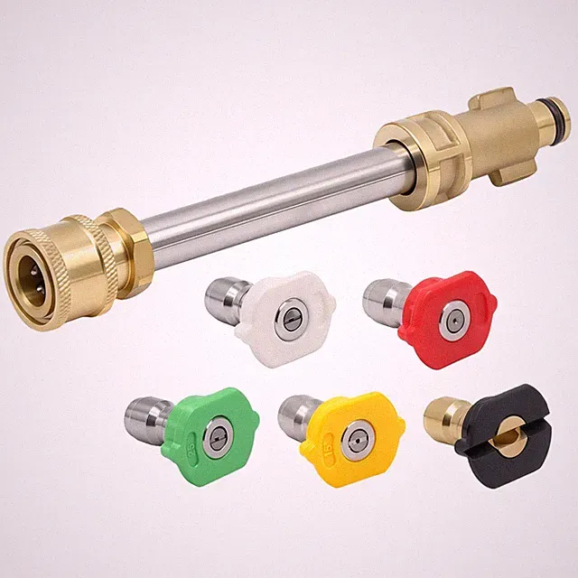 Pressure Washer Adapter with 1/4" Quick Connect and 5 Nozzles, Long, Silver
