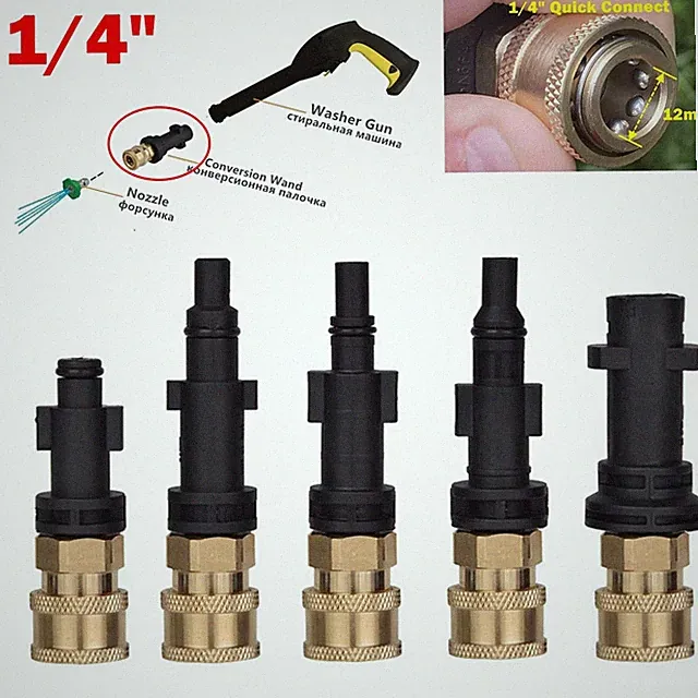 Pressure Washer Adaptor To 1/4" Quick Release Connector Nozzle For Karcher Bosch