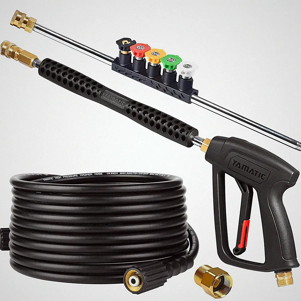 Pressure Washer and Hose Kit, 25 FT Kink Resistant Power Washer Hose and Wand...
